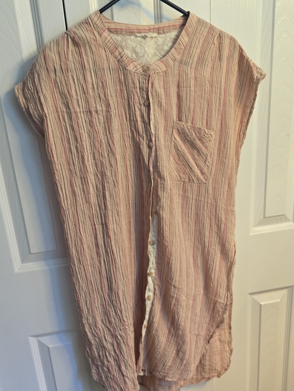 Mystree Pink and Gray Striped Tunic Top